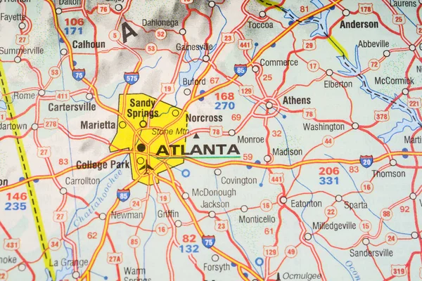 Atlanta Sur Fond Carte Usa — Photo