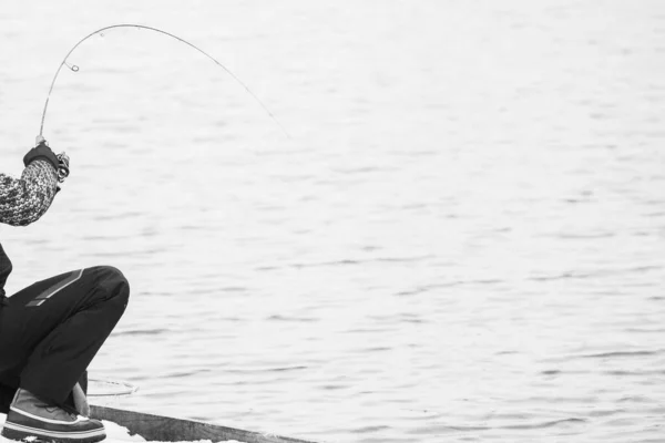 Forellenfischen Dunklen Hintergrund — Stockfoto