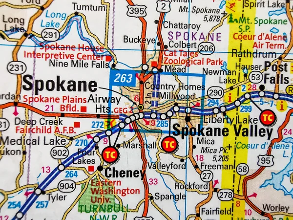 Spokane Estados Unidos Mapa — Foto de Stock