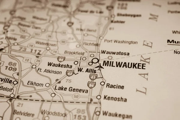 Milwaukee Mapě — Stock fotografie