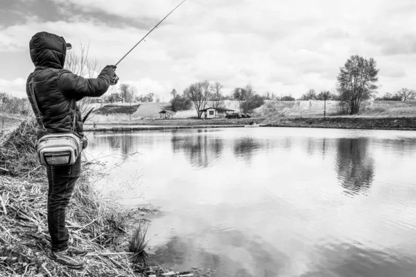 Pêche Truite Sur Lac — Photo