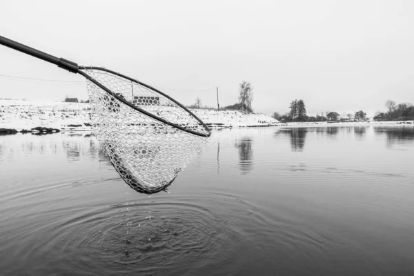 Рыбалка Открытом Воздухе Отдыха Фоне Озера — стоковое фото