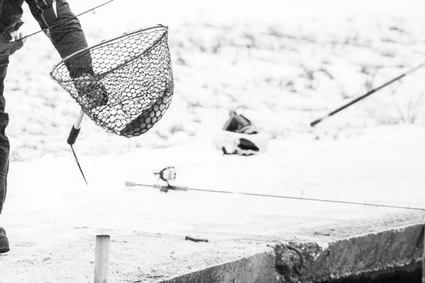 Pesca Alla Trota Sul Lago Attività Ricreative Pesca — Foto Stock