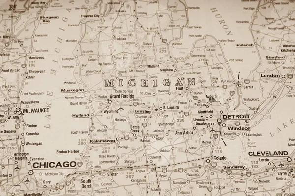 地図上のミシガン州 — ストック写真