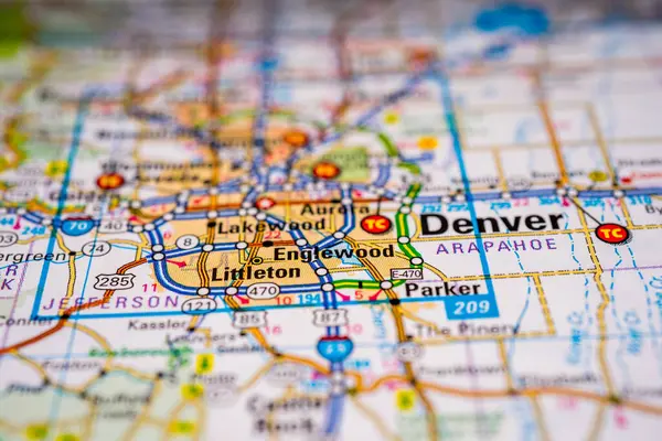 Denver Eua Mapa Viagem Fundo — Fotografia de Stock