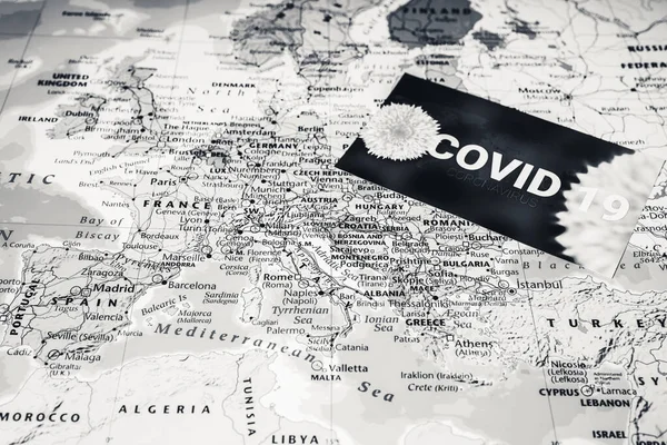 Europa Mapa Coronavirus Covid Quarentena Fundo — Fotografia de Stock
