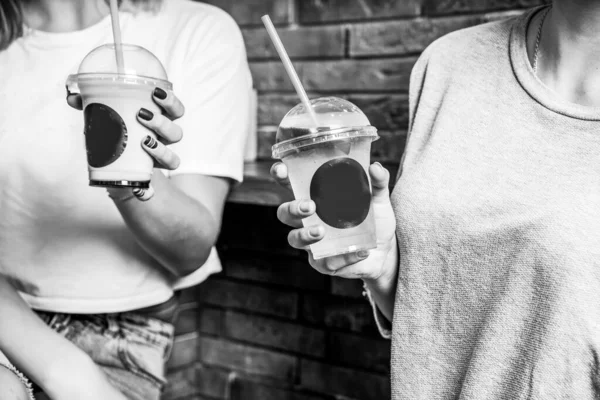 Koffie Ijs Houten Ondergrond — Stockfoto