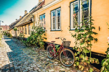 Resimli bir köyde güzel bir Danimarka mimarisi