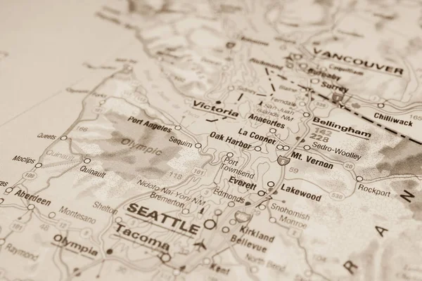 Seatle Washington Mapa —  Fotos de Stock