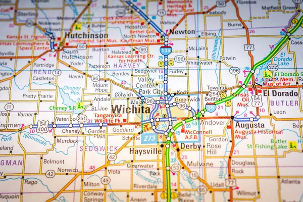 Wichita Usa Map Travel Background — Stock Photo, Image