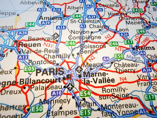 Paříž Mapě Evropy — Stock fotografie