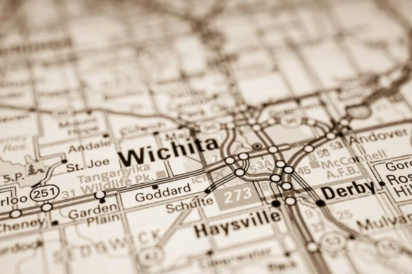 Wichita Eua Mapa Viagem Fundo — Fotografia de Stock