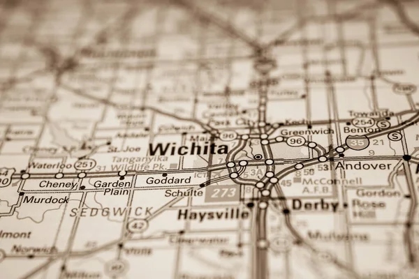 Wichita Eua Mapa Viagem Fundo — Fotografia de Stock