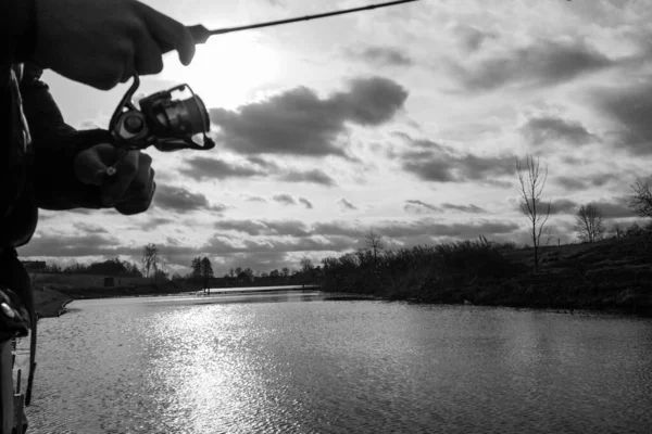 Pesca Descanso Rural Antecedentes Sobre Tema Recreação — Fotografia de Stock