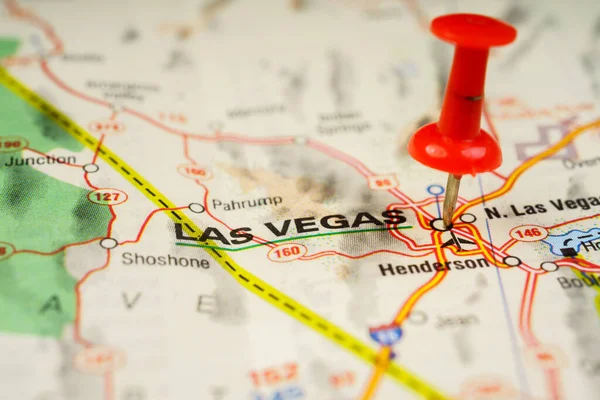 Las Vegas Sullo Sfondo Della Mappa Degli Stati Uniti — Foto Stock