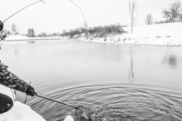 Pesca Truta Lago — Fotografia de Stock