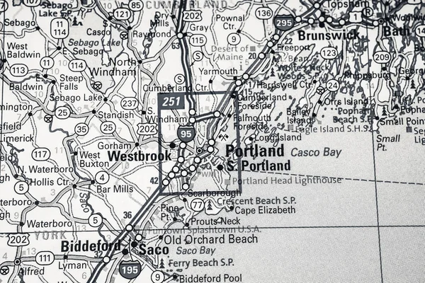 Portland Mapa Viagem Estados Unidos — Fotografia de Stock
