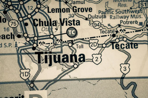 Tijuana Usa Map Travel Background — Stockfoto