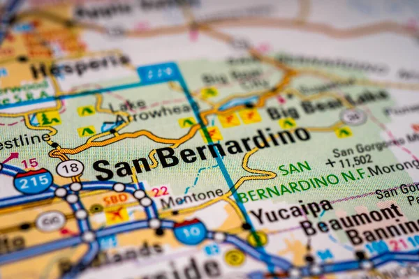 San Bernardino Estados Unidos Mapa Viagens Fundo — Fotografia de Stock