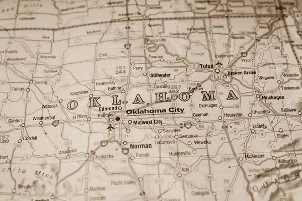 Oklahoma Estados Unidos Mapa Fondo Viaje —  Fotos de Stock