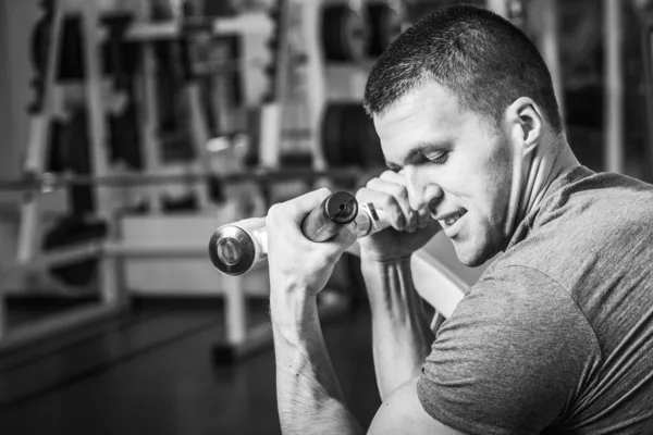 Man Trains Gym Fitness Sport Health — Stock Photo, Image