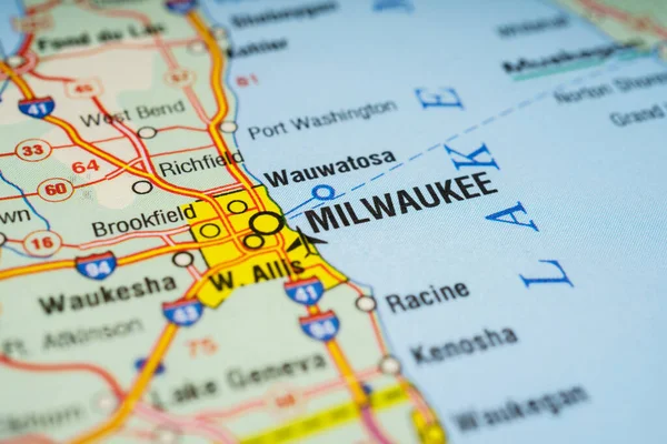 Milwaukee Mapě — Stock fotografie