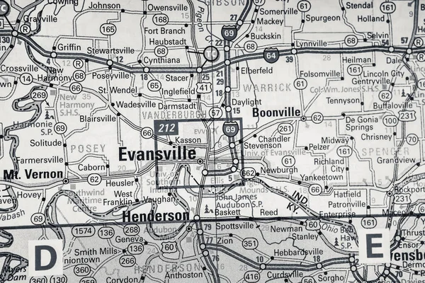 Evansville Mapa Dos Eua Fundo Viagem — Fotografia de Stock