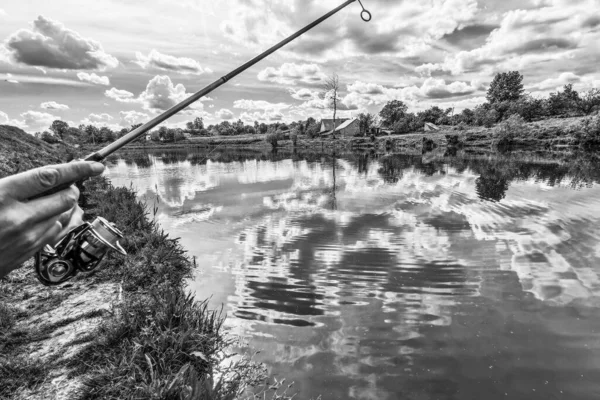 Pesca Descanso Rural Antecedentes Sobre Tema Recreação — Fotografia de Stock