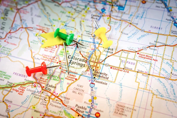 Colorado Springs Eua Mapa Viagem Fundo — Fotografia de Stock