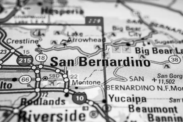 San Bernardino Usa Mapa Fondo Viaje — Foto de Stock