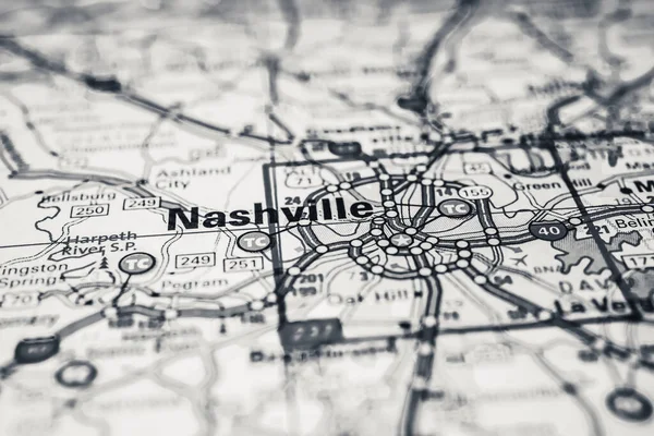 Nashville on USA map background