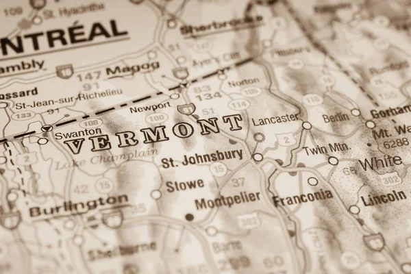 Vermont Mapa Dos Eua — Fotografia de Stock