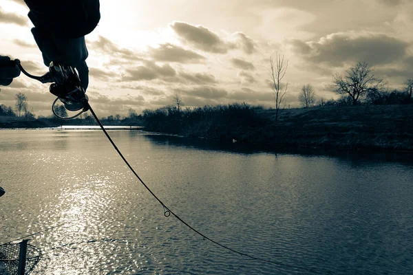 Horgászat Pihenés Kikapcsolódás Témájának Háttere — Stock Fotó