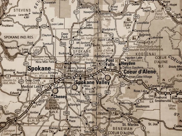 Spokane Mapie Usa — Zdjęcie stockowe