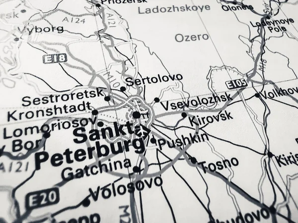 Sankt Peterburg Sobre Mapa Europa — Fotografia de Stock