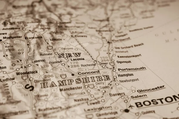 New Hampshire Sulla Mappa Degli Stati Uniti — Foto Stock