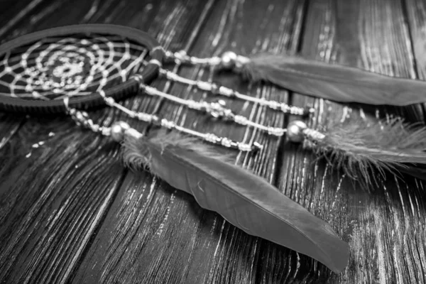 Dream Catcher Wooden Background — Stock Photo, Image