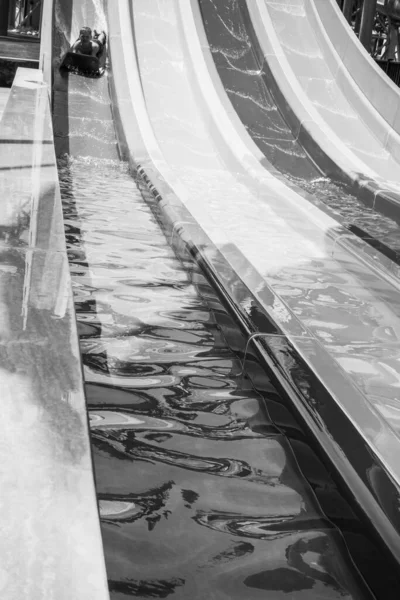 Boy Rides Slide Water Park — Stock Photo, Image