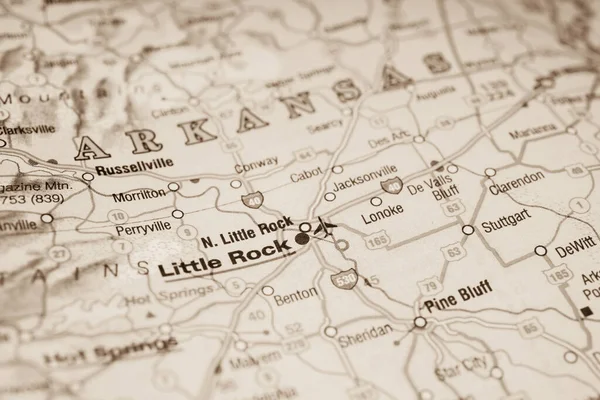 Arkansas Állam Térképen — Stock Fotó