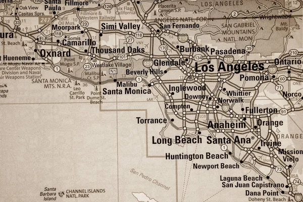 Los Angeles Usa Karta Resa Bakgrund — Stockfoto