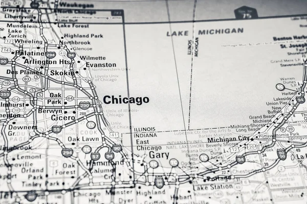 Σικάγο Στις Ηπα Ταξιδιωτικό Χάρτη Φόντο — Φωτογραφία Αρχείου