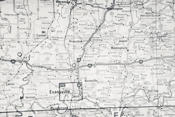 Evansville Mapie Podróży Tło — Zdjęcie stockowe