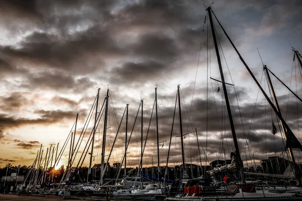 Copenhague Danemark Juillet 2019 Belle Jetée Soir Avec Beaux Voiliers — Photo