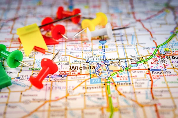 Wichita Usa Map Travel Background — стокове фото