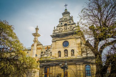 Muhteşem kış Lviv mimarisi ve sokakları