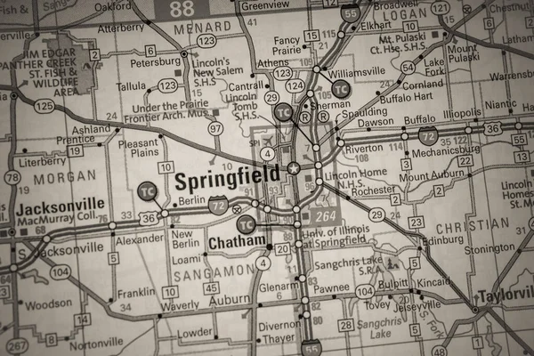 Springfield Sur Carte Des États Unis Fond Voyage — Photo