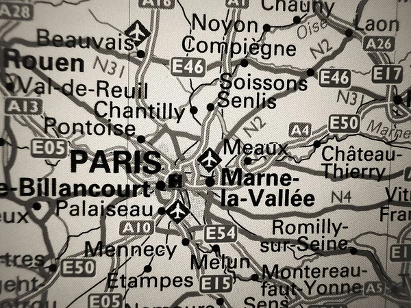 Paris Sobre Mapa Europa — Fotografia de Stock