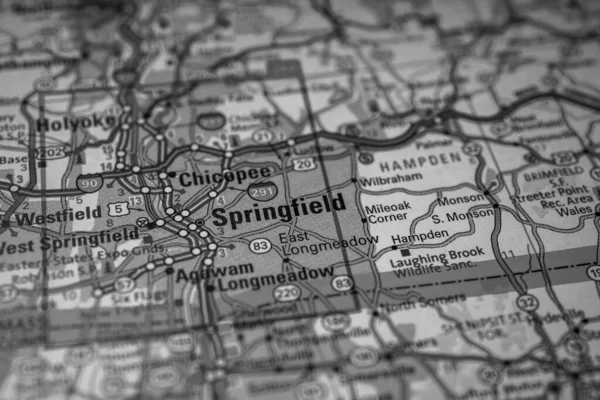 Springfield Mapie Podróży Usa — Zdjęcie stockowe