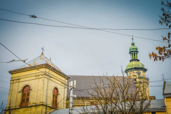 Wspaniała Zima Architektura Ulice Lwowa — Zdjęcie stockowe