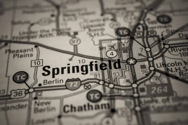 Springfield Auf Der Usa Karte Reisehintergrund — Stockfoto